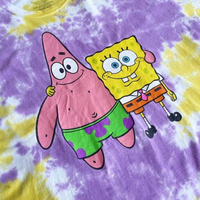 画像2: 【nickelodeon スポンジボブ Tシャツ イエロー×パープル タイダイ NO2507072】