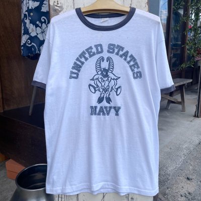 画像1: 【アメリカ製 VELVA SHEEN リンガーTシャツ U.S.NAVY NO2507102】