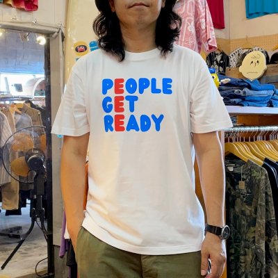 画像1: 【ピープルゲットレディ オリジナルTシャツ 三段ロゴ （ホワイト）】