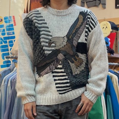 画像3: 【NOROIC デザインニット イーグル フェイクレザーパッチワーク NO.2511281】